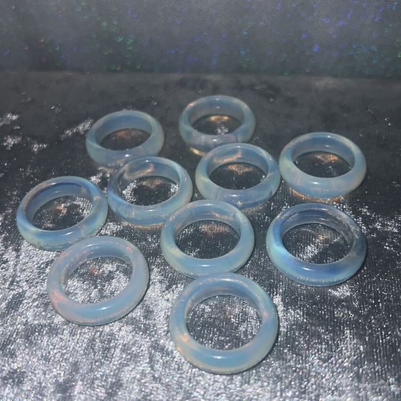 Opal ring bands opalite clear shiny milky healing crystal rock opalite ring band - Picture 13 of 17